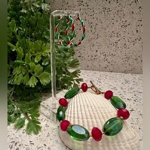 Christmas theme bracelet and earring set